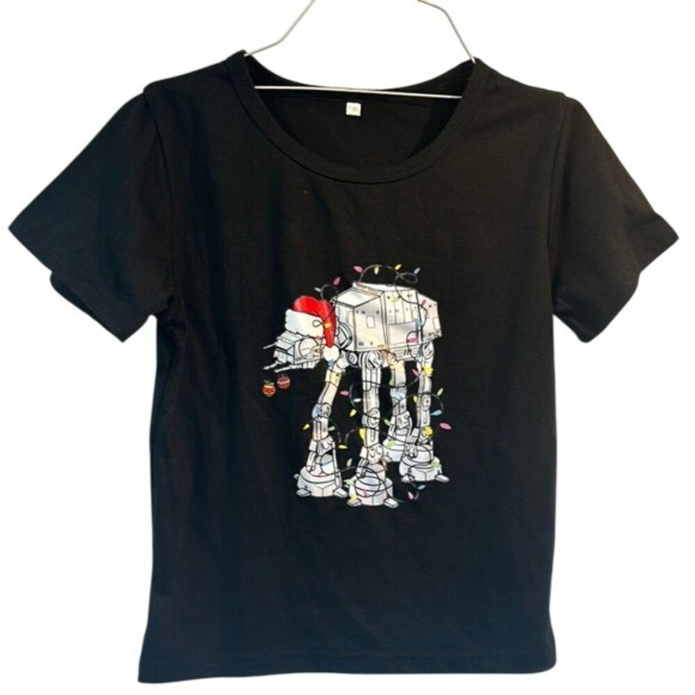 Holiday T-Shirt Star Wars AT-AT Design Festive Fun Size 7/8